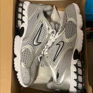 Nike Air Zoom Spiridon Cage 2 in Light Smoke Gray and Metallic Silver